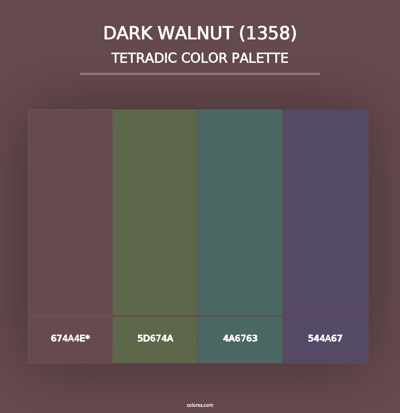 Dark Walnut (1358) - Tetradic Color Palette