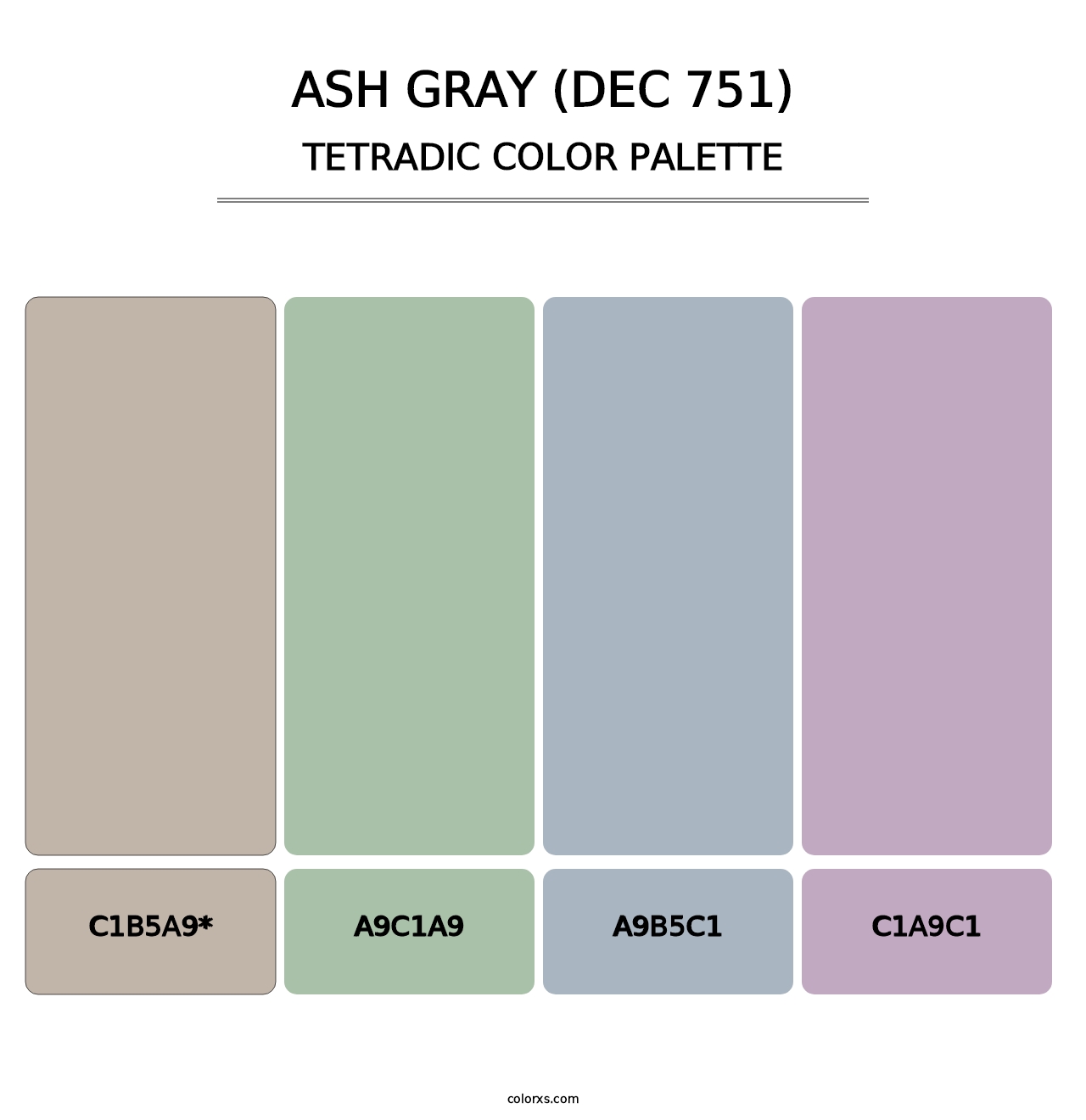 Ash Gray (DEC 751) - Tetradic Color Palette