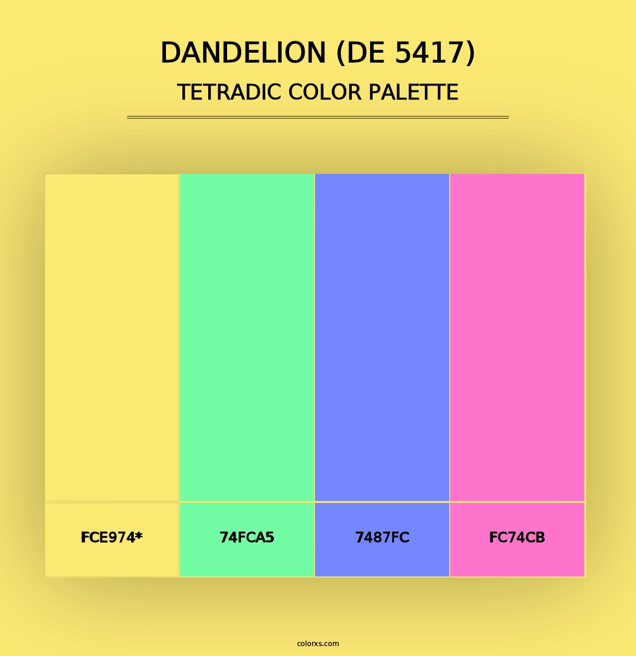 Dandelion (DE 5417) - Tetradic Color Palette