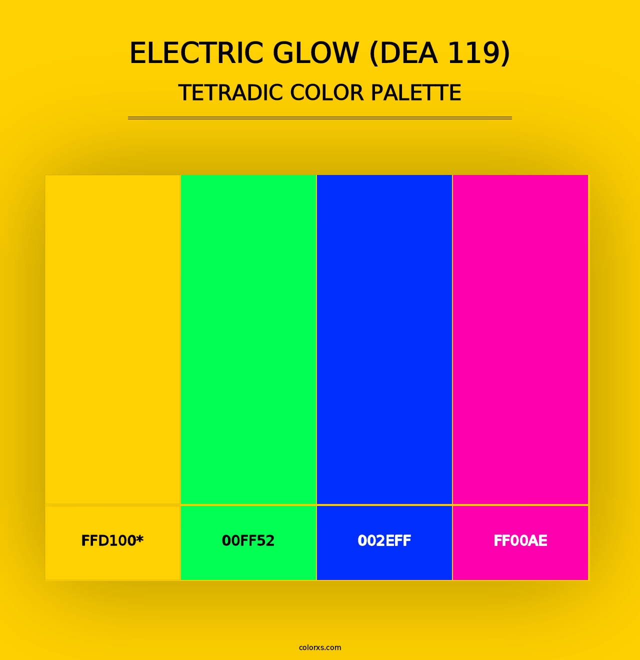 Electric Glow (DEA 119) - Tetradic Color Palette