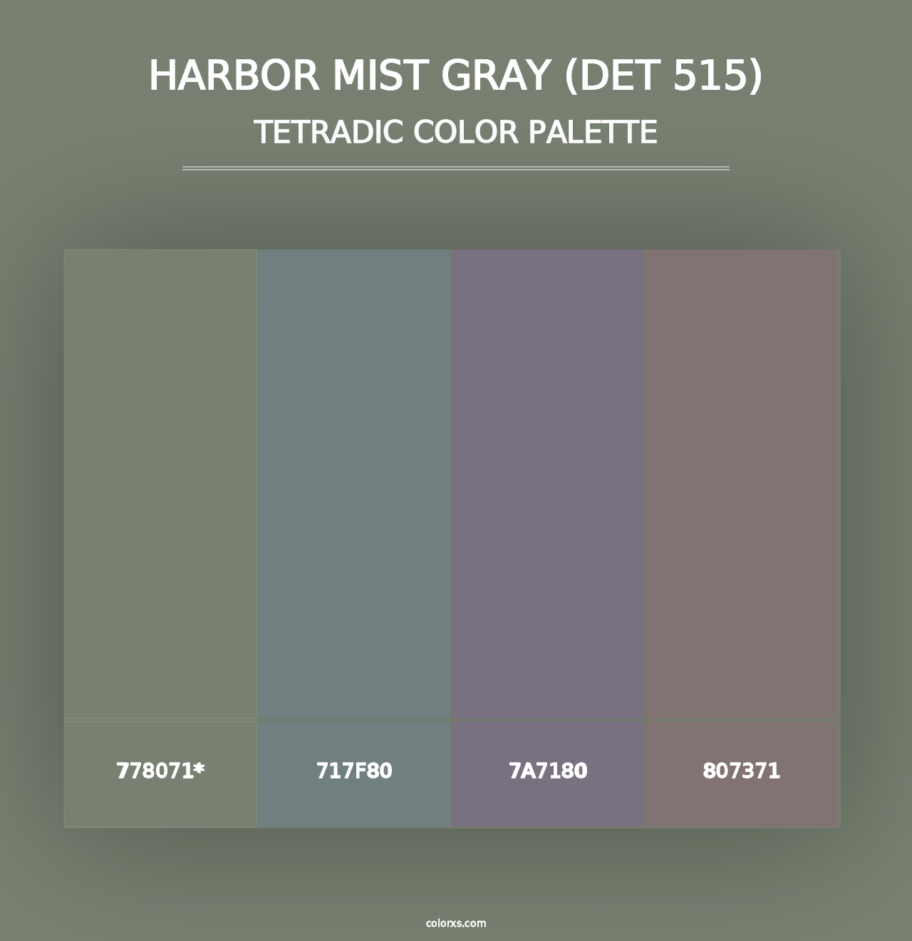 Harbor Mist Gray (DET 515) - Tetradic Color Palette