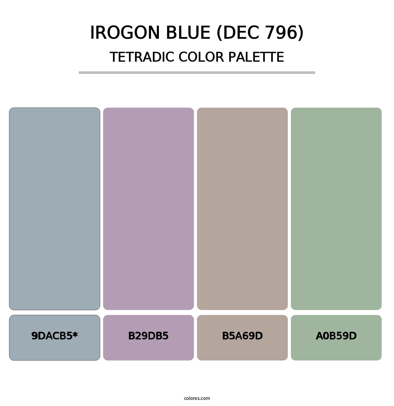 Irogon Blue (DEC 796) - Tetradic Color Palette