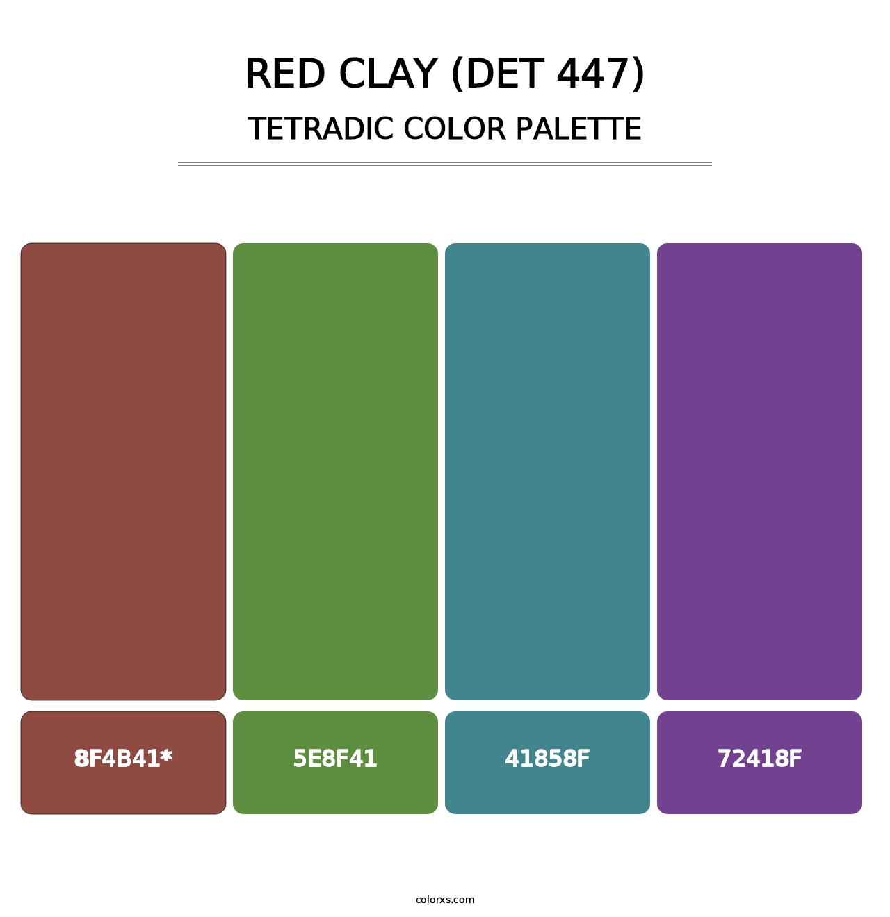 Red Clay (DET 447) - Tetradic Color Palette