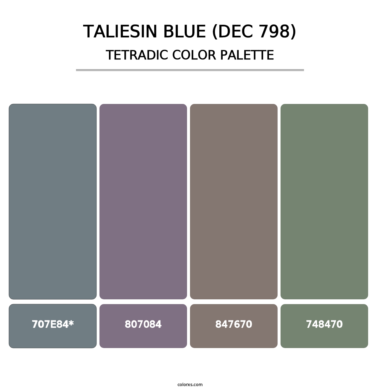 Taliesin Blue (DEC 798) - Tetradic Color Palette