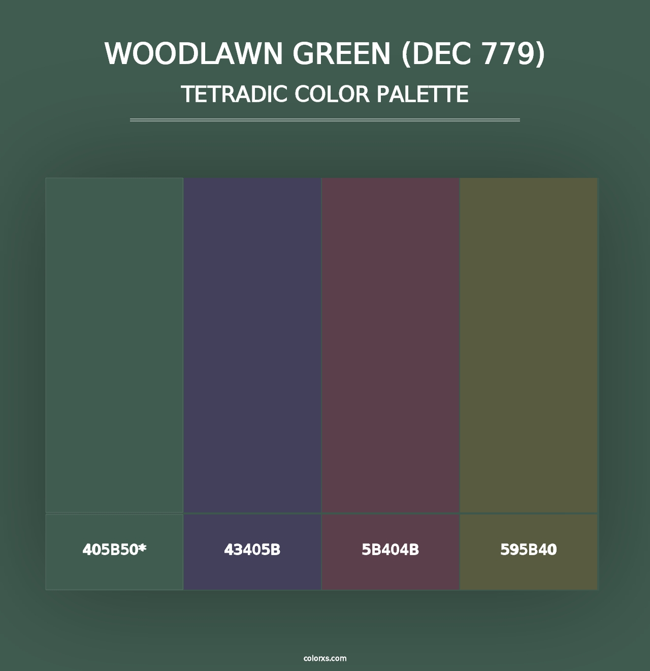 Woodlawn Green (DEC 779) - Tetradic Color Palette