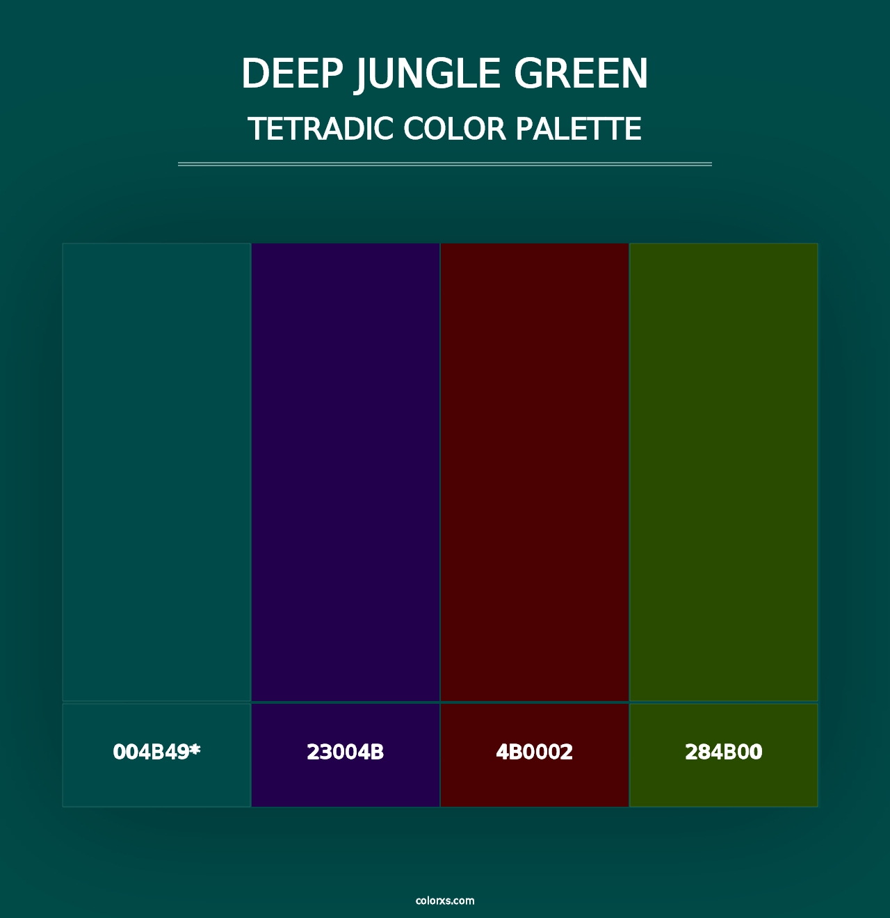 Deep Jungle Green - Tetradic Color Palette