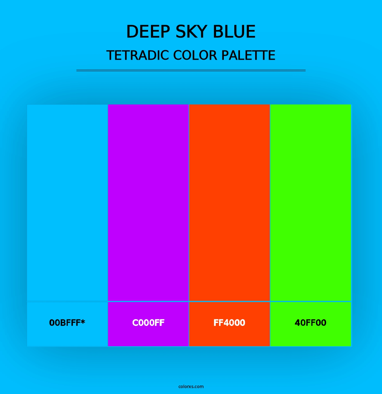 Deep Sky Blue - Tetradic Color Palette