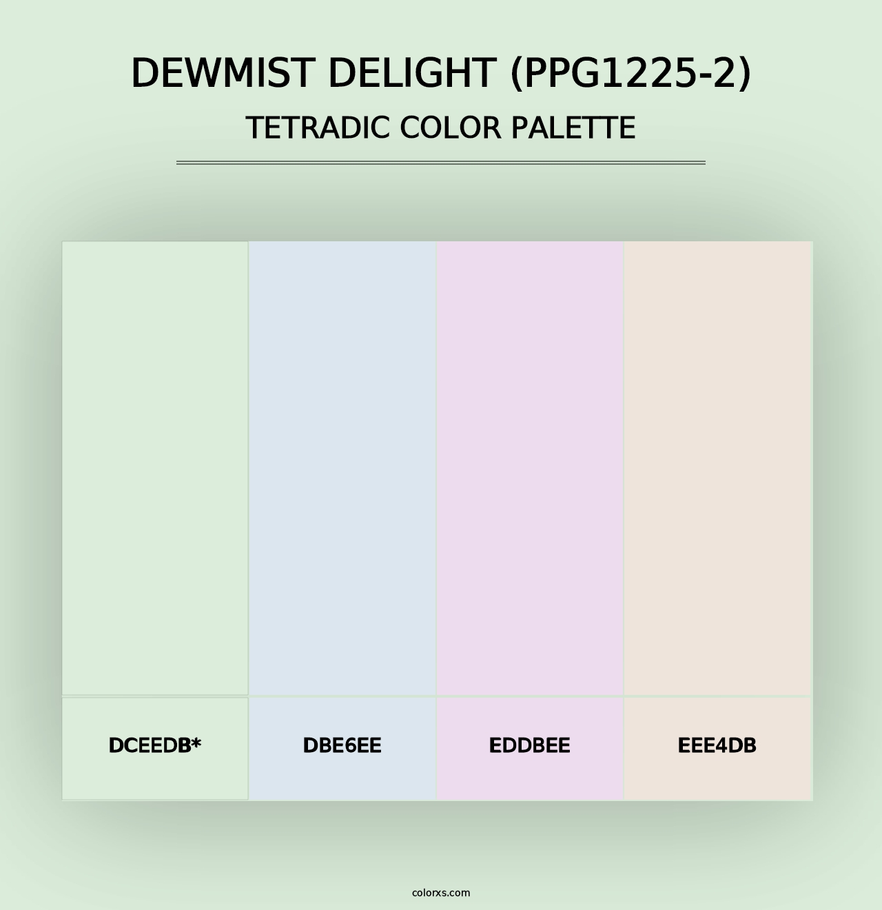 Dewmist Delight (PPG1225-2) - Tetradic Color Palette