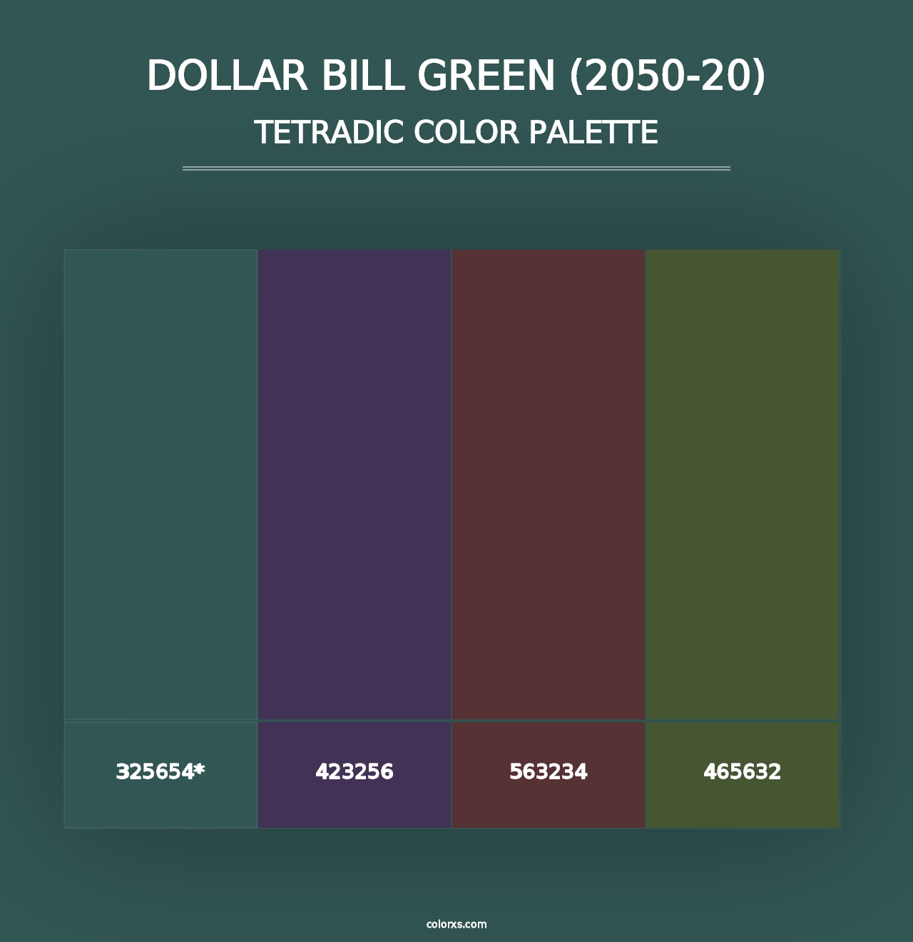 Dollar Bill Green (2050-20) - Tetradic Color Palette