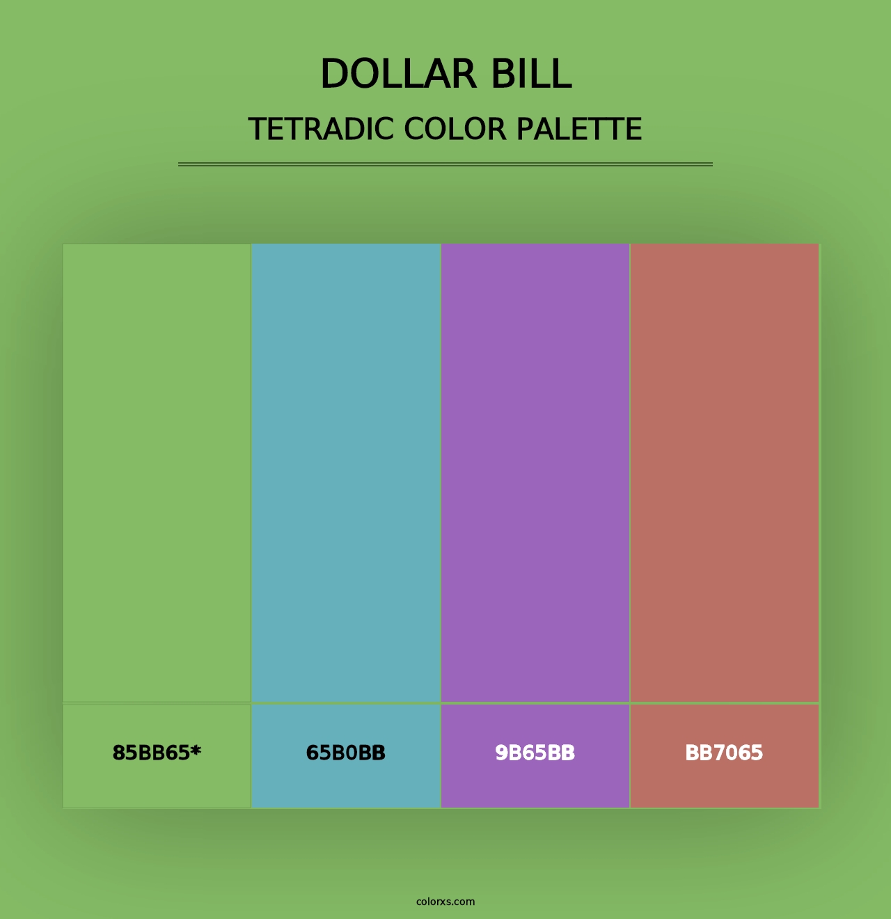 Dollar bill - Tetradic Color Palette