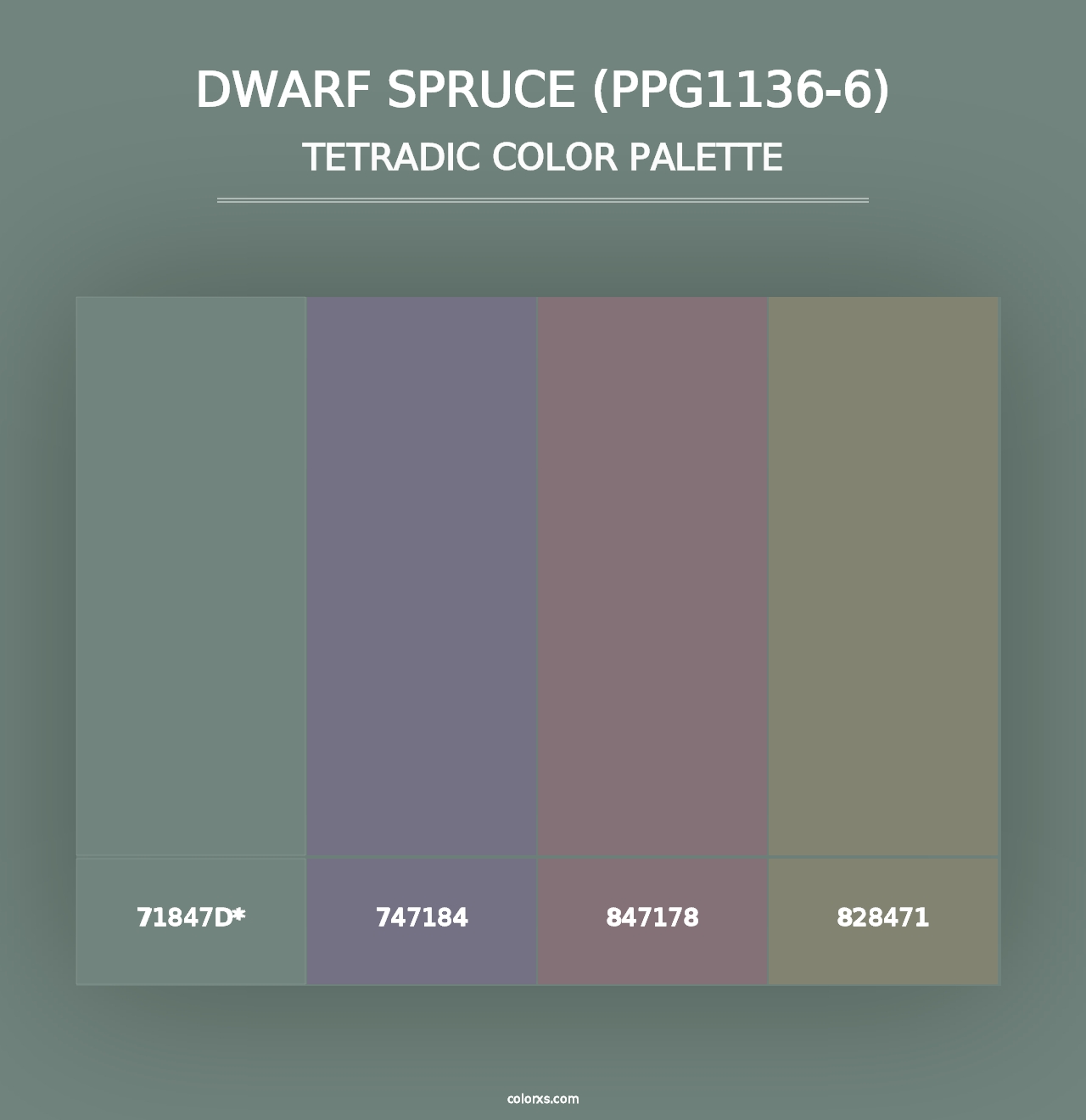 Dwarf Spruce (PPG1136-6) - Tetradic Color Palette