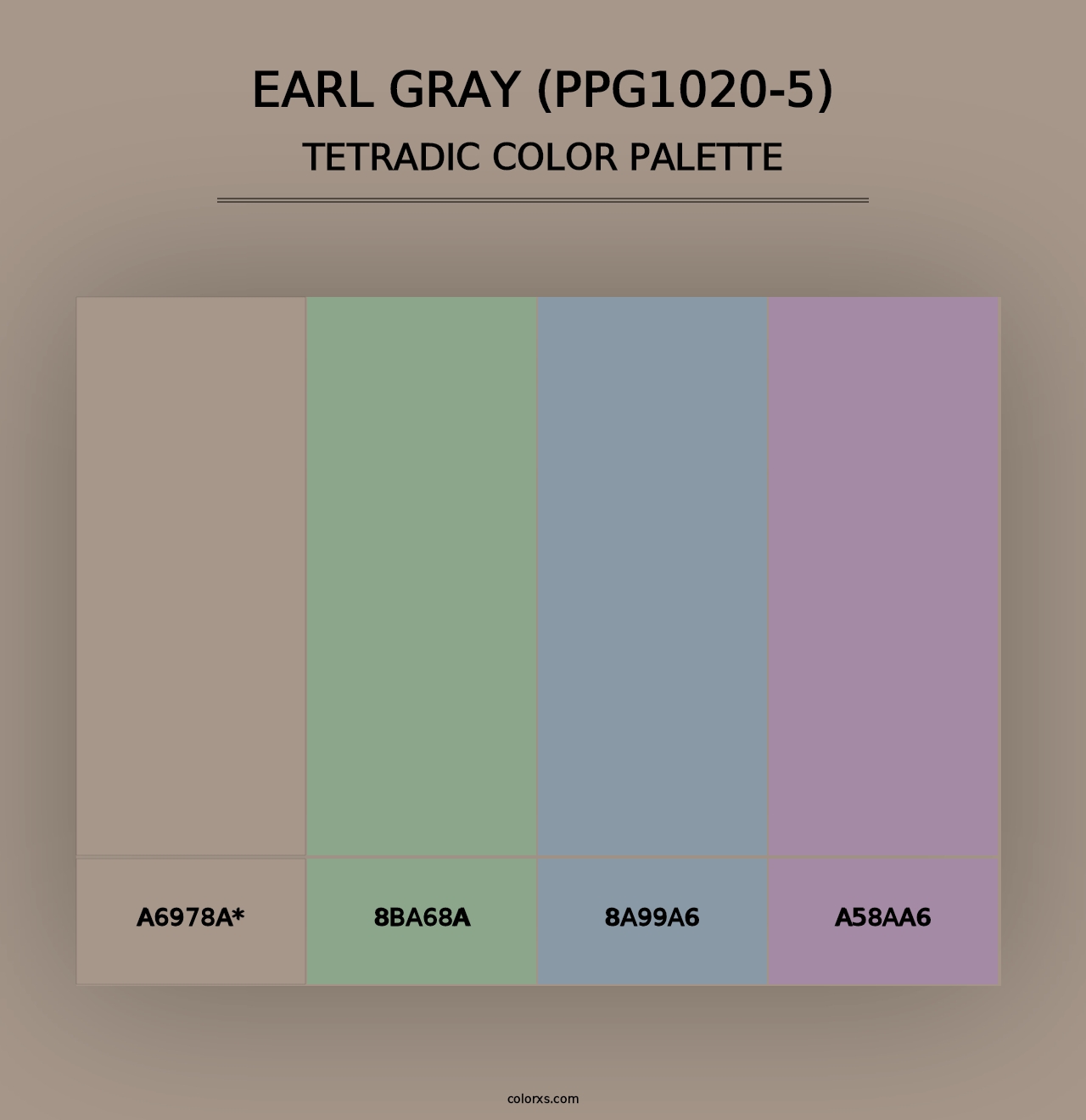 Earl Gray (PPG1020-5) - Tetradic Color Palette