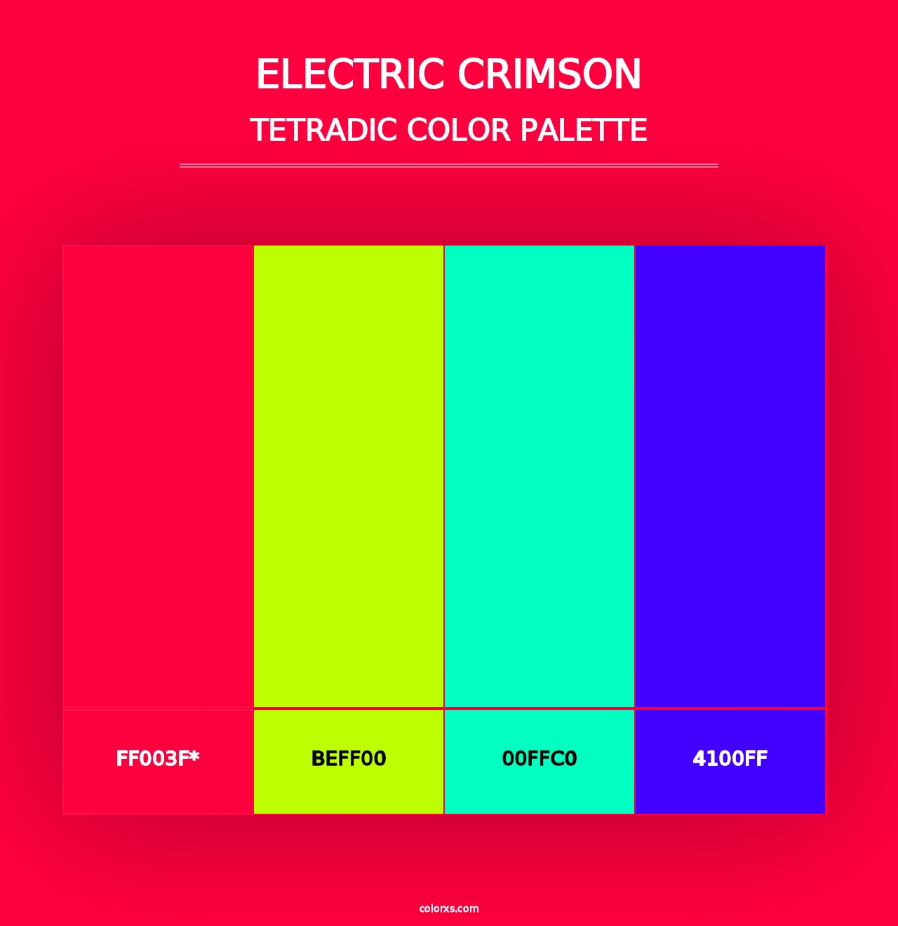 Electric Crimson - Tetradic Color Palette