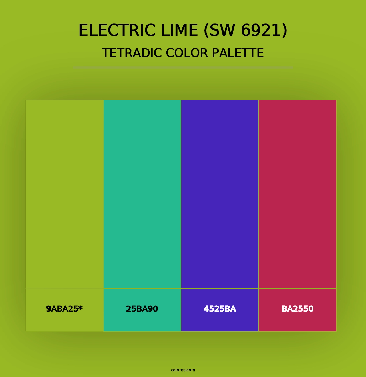 Electric Lime (SW 6921) - Tetradic Color Palette