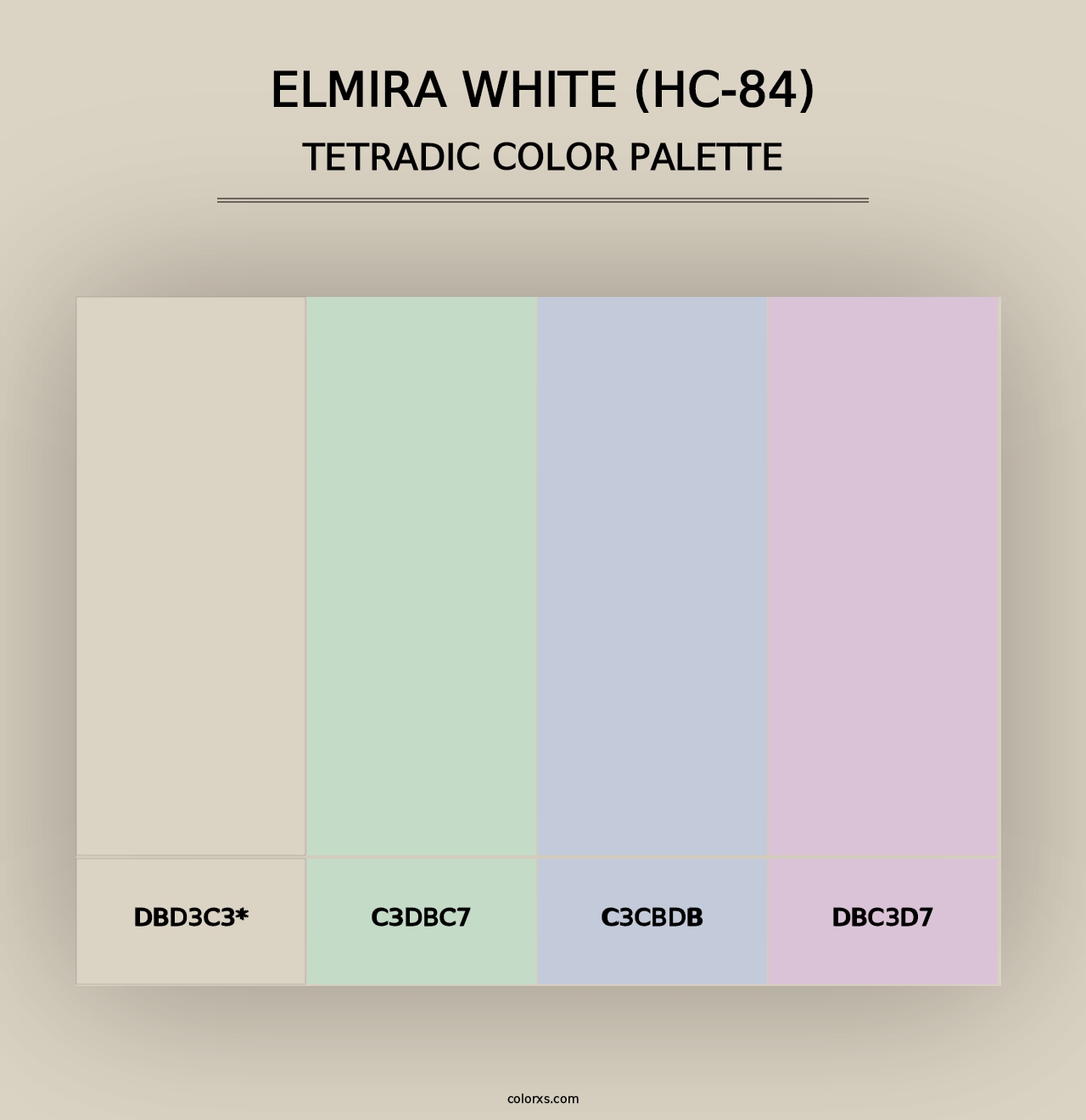 Elmira White (HC-84) - Tetradic Color Palette