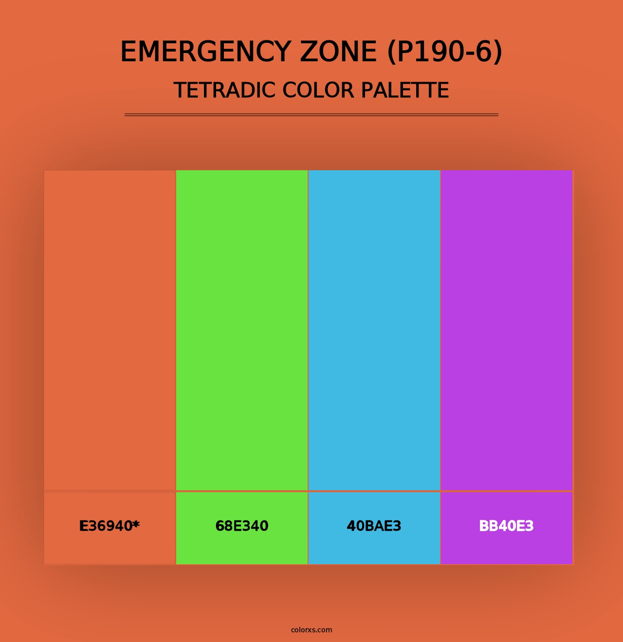 Emergency Zone (P190-6) - Tetradic Color Palette