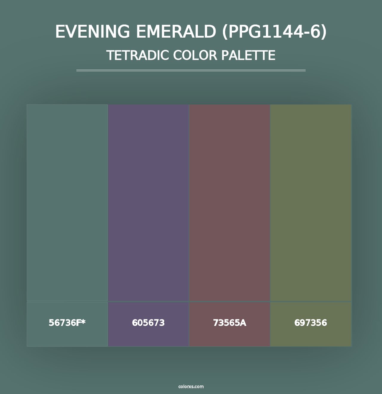 Evening Emerald (PPG1144-6) - Tetradic Color Palette