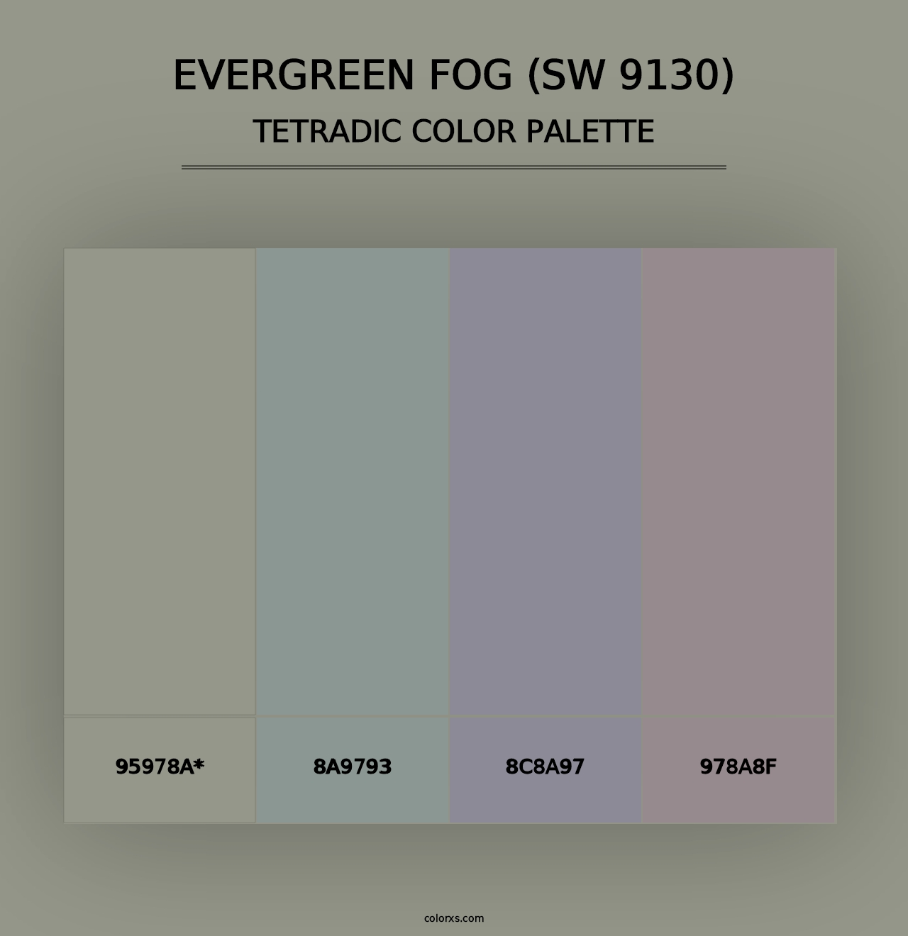 Evergreen Fog (SW 9130) - Tetradic Color Palette