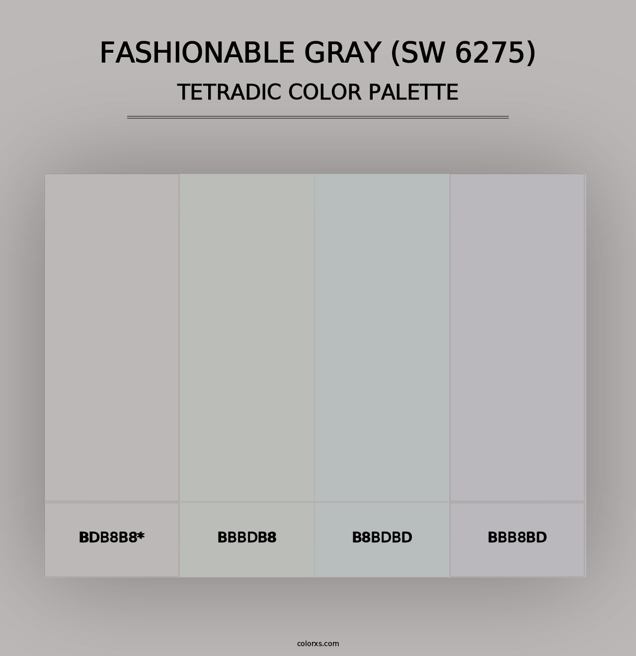 Fashionable Gray (SW 6275) - Tetradic Color Palette