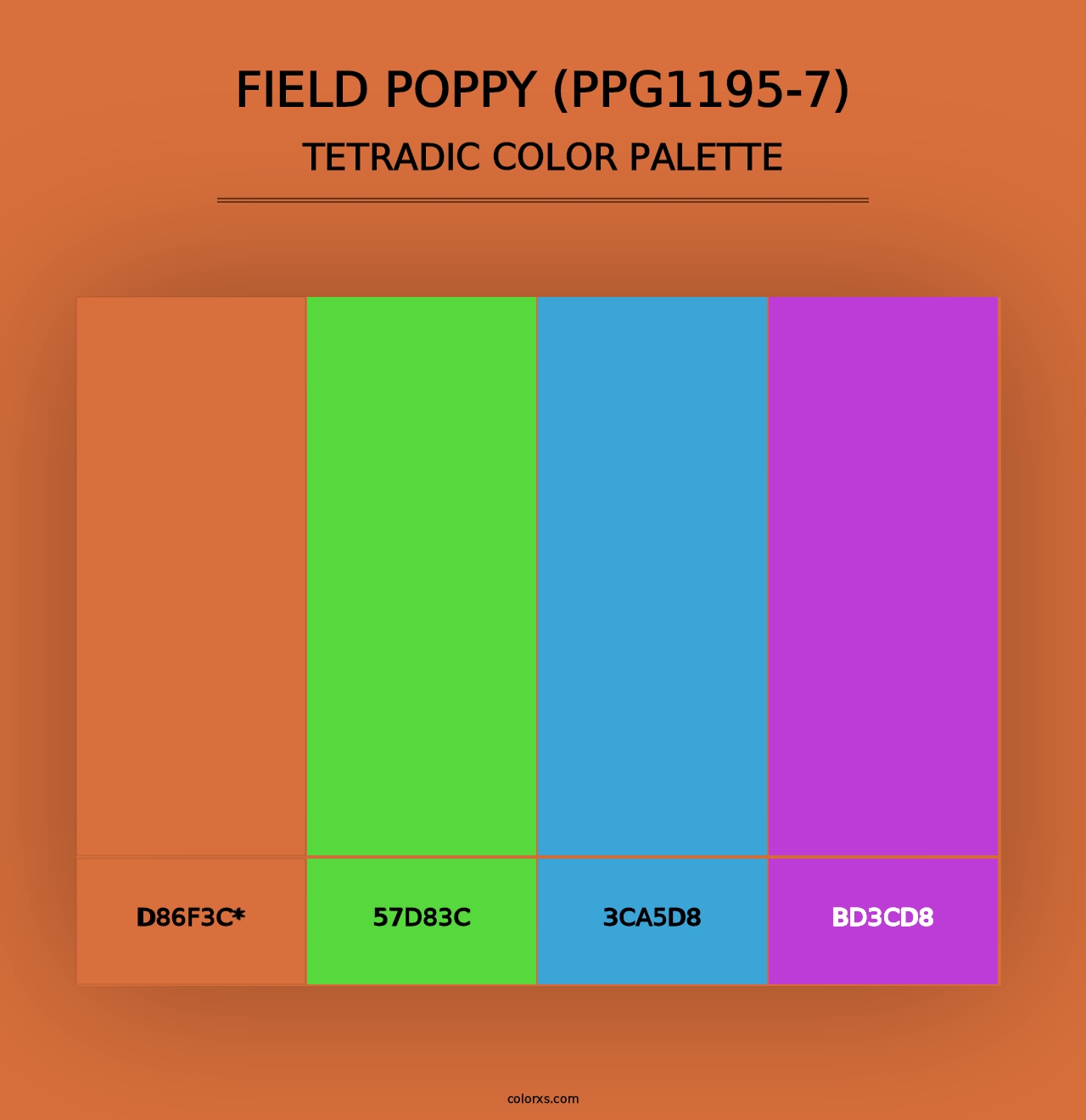 Field Poppy (PPG1195-7) - Tetradic Color Palette