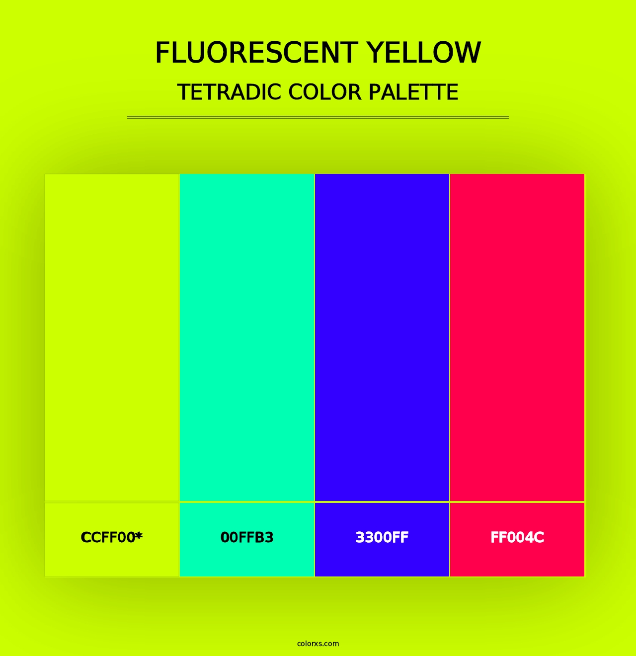 Fluorescent Yellow - Tetradic Color Palette