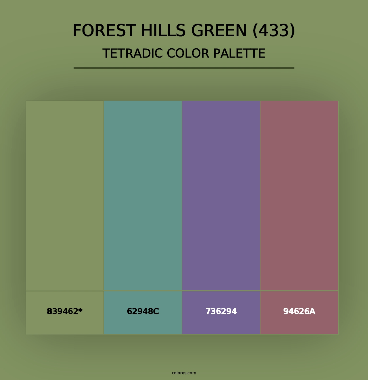 Forest Hills Green (433) - Tetradic Color Palette