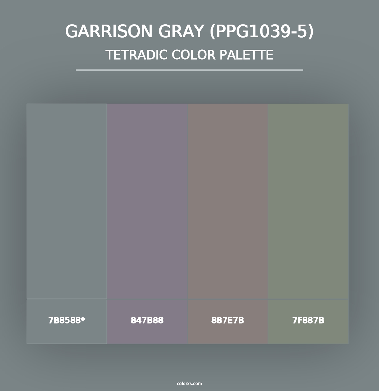 Garrison Gray (PPG1039-5) - Tetradic Color Palette