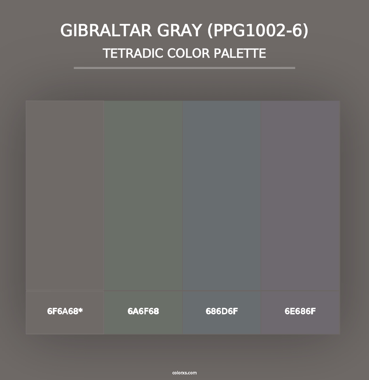 Gibraltar Gray (PPG1002-6) - Tetradic Color Palette