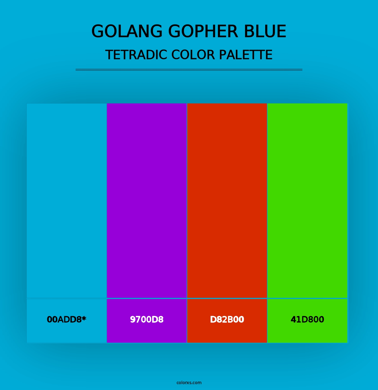 Golang Gopher Blue - Tetradic Color Palette