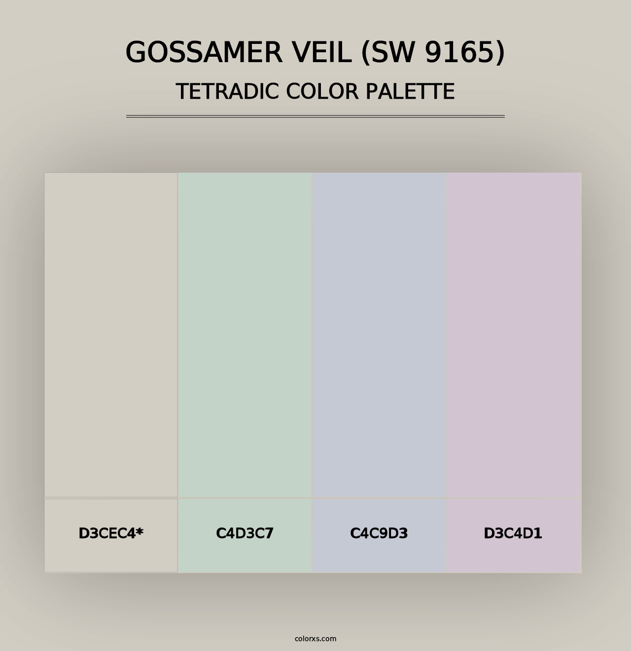 Gossamer Veil (SW 9165) - Tetradic Color Palette