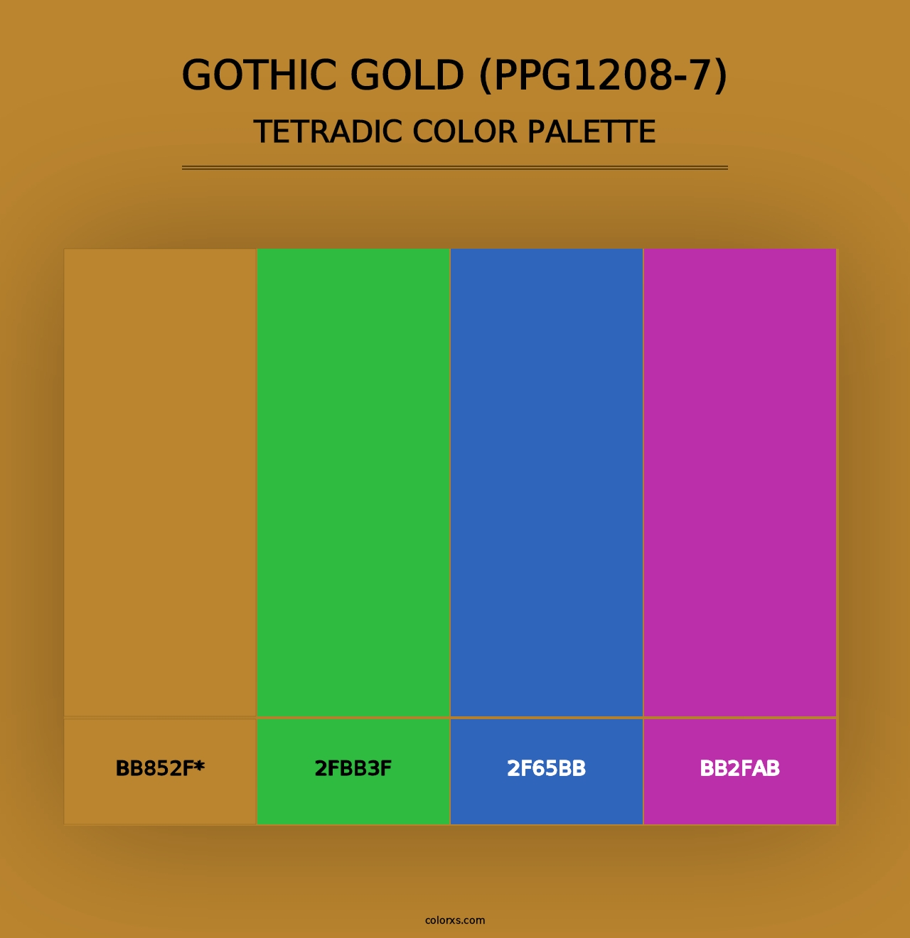 Gothic Gold (PPG1208-7) - Tetradic Color Palette