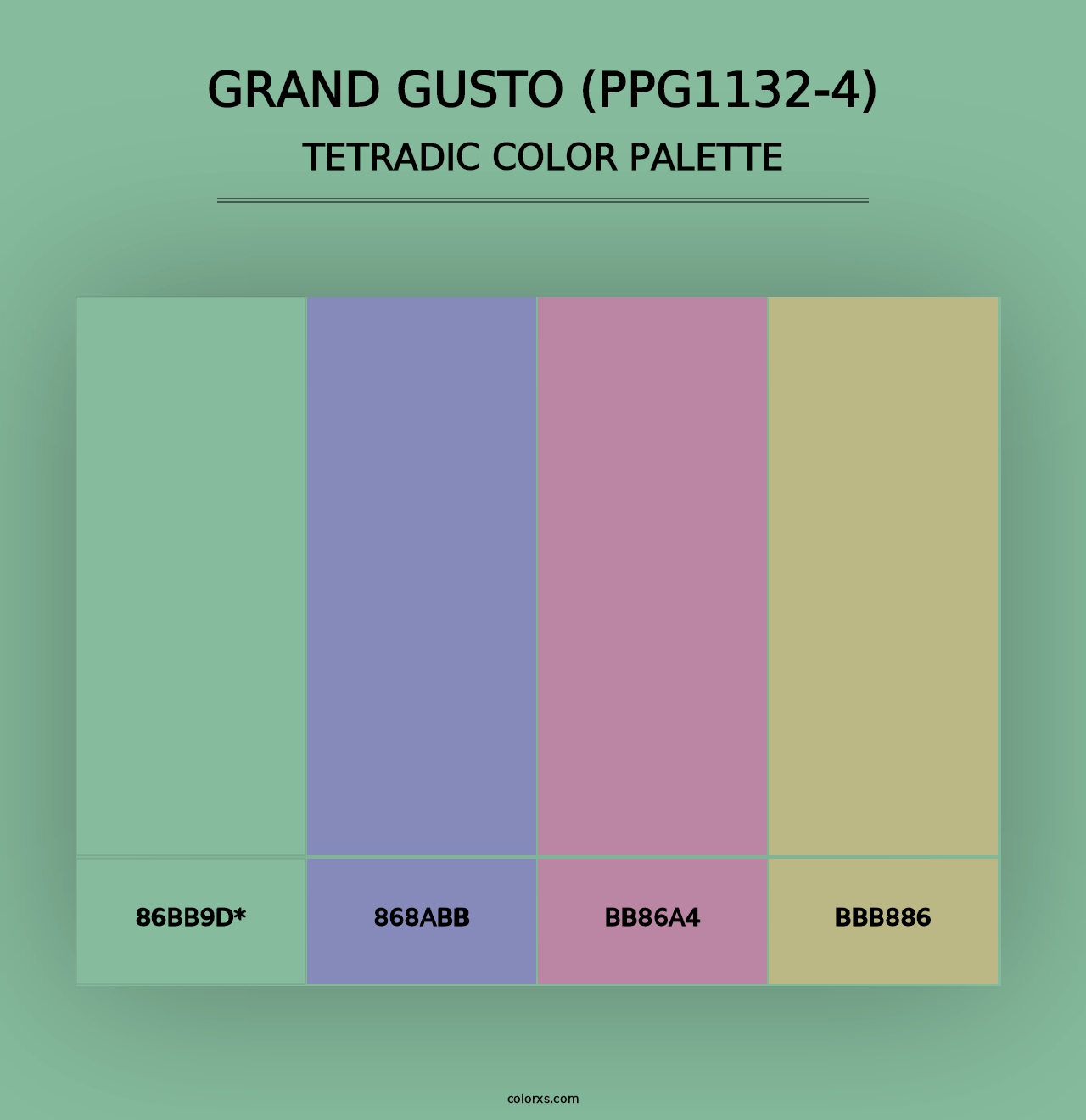 Grand Gusto (PPG1132-4) - Tetradic Color Palette