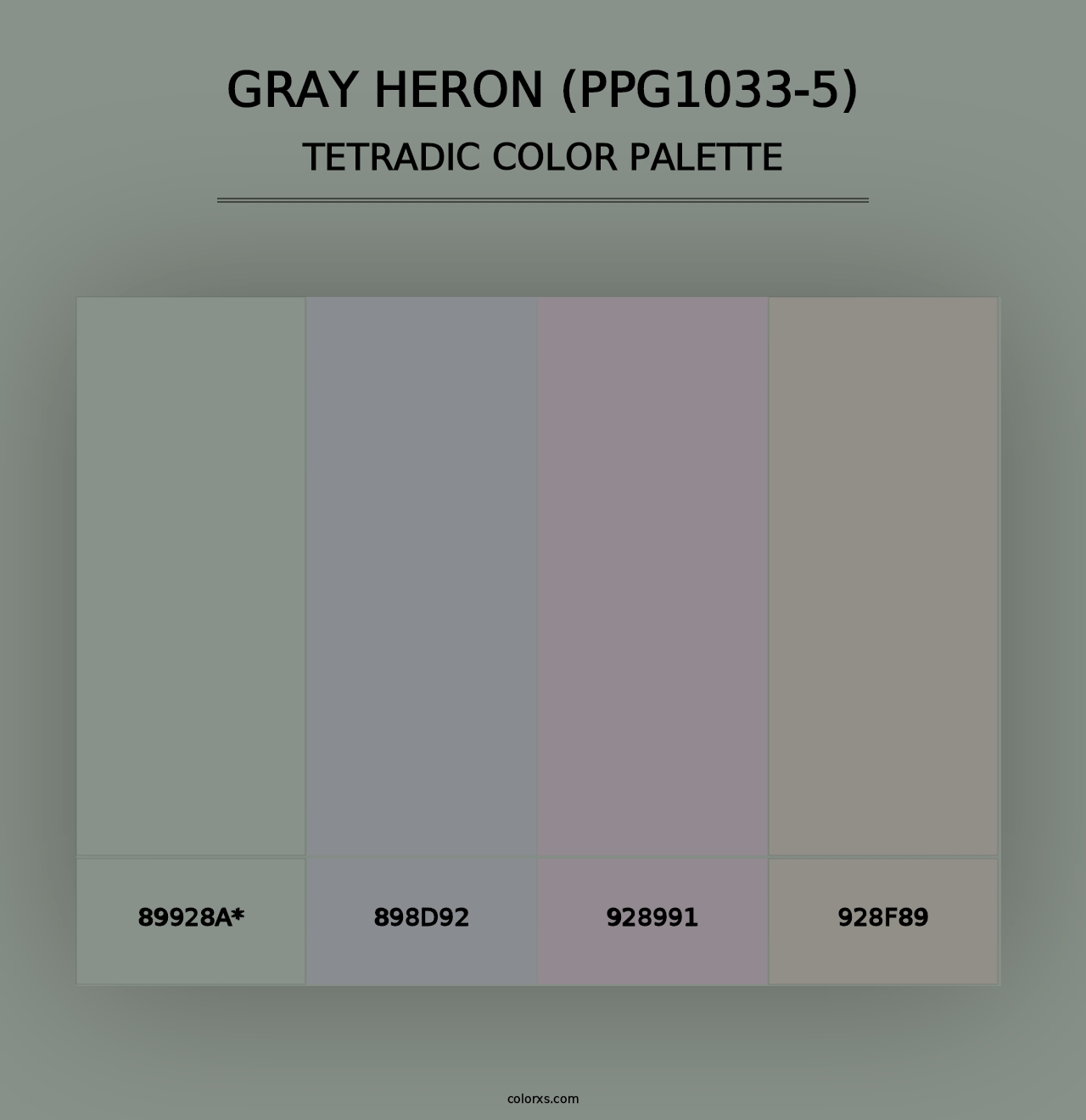 Gray Heron (PPG1033-5) - Tetradic Color Palette