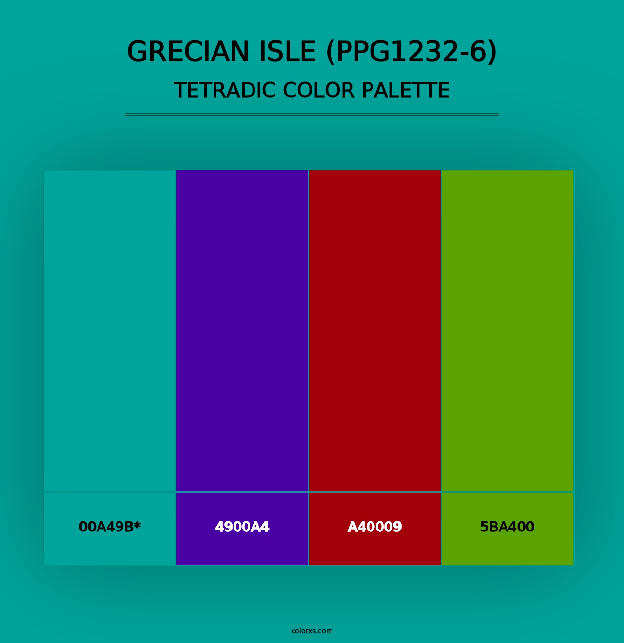 Grecian Isle (PPG1232-6) - Tetradic Color Palette