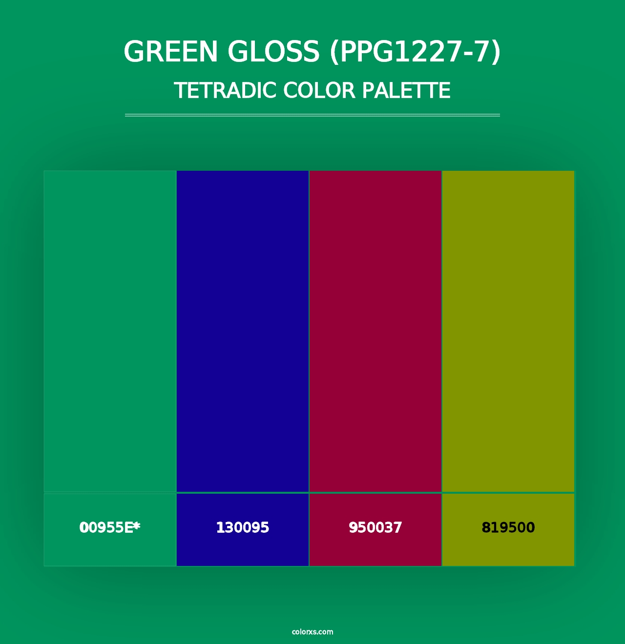 Green Gloss (PPG1227-7) - Tetradic Color Palette