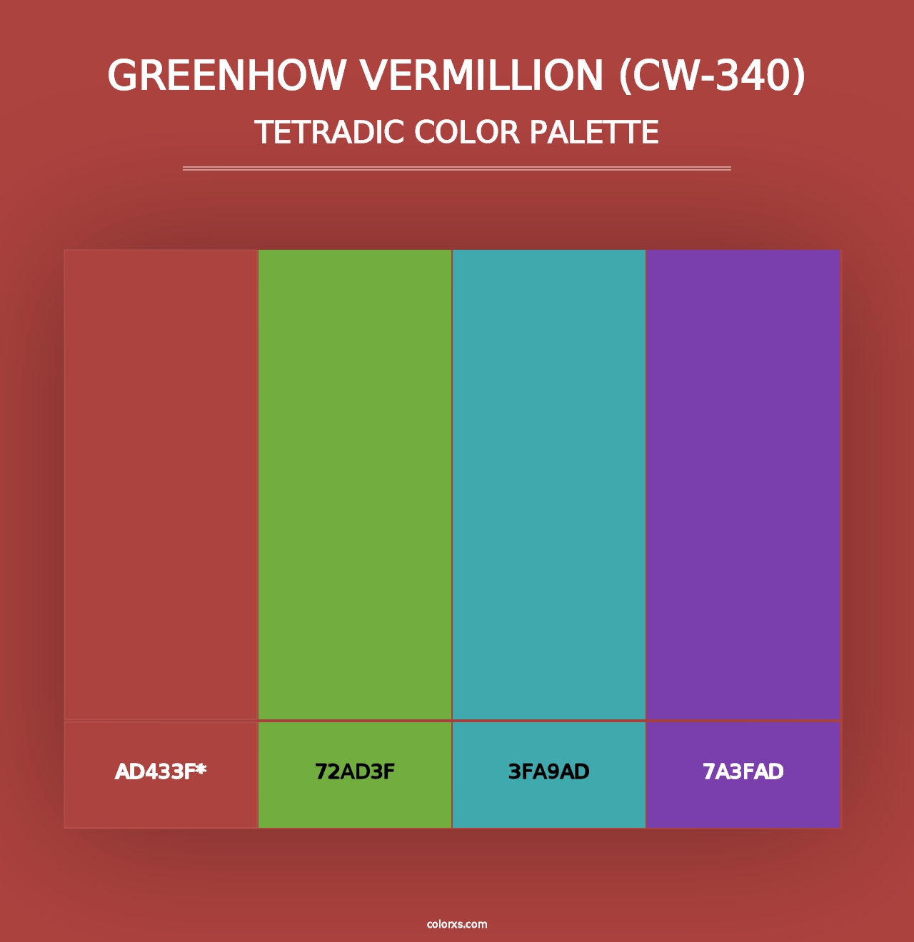 Greenhow Vermillion (CW-340) - Tetradic Color Palette