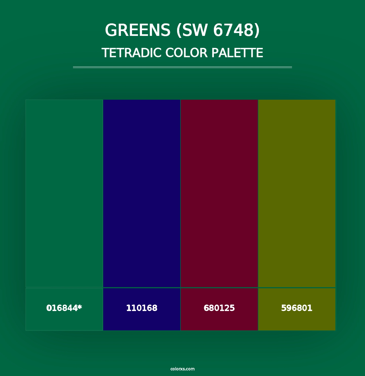 Greens (SW 6748) - Tetradic Color Palette