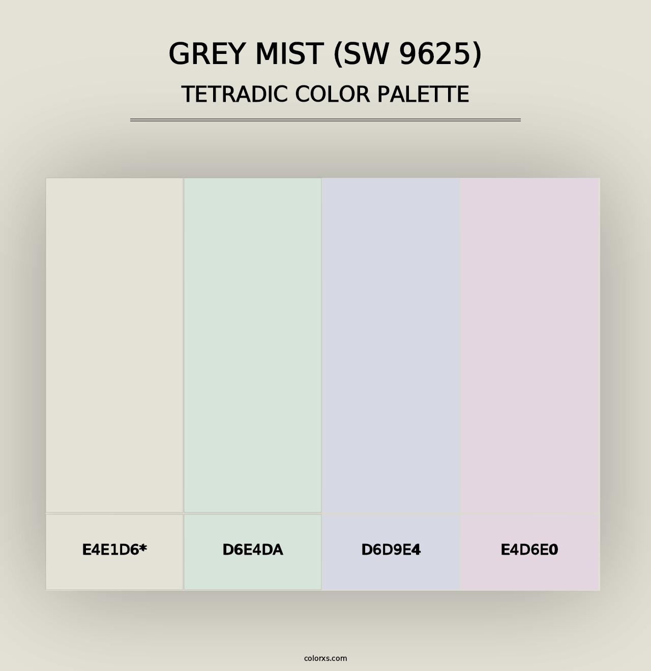 Grey Mist (SW 9625) - Tetradic Color Palette