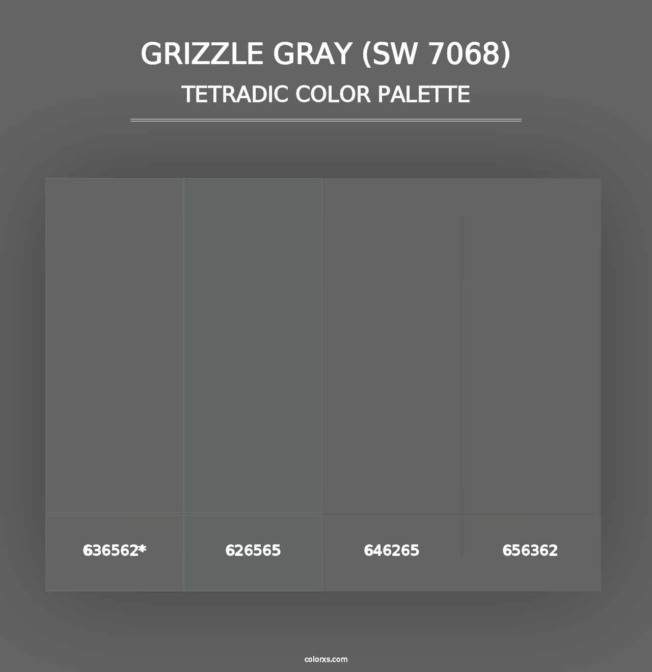 Grizzle Gray (SW 7068) - Tetradic Color Palette