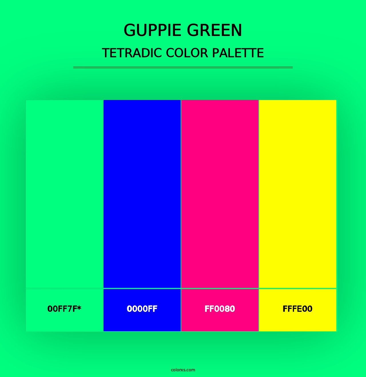 Guppie green - Tetradic Color Palette