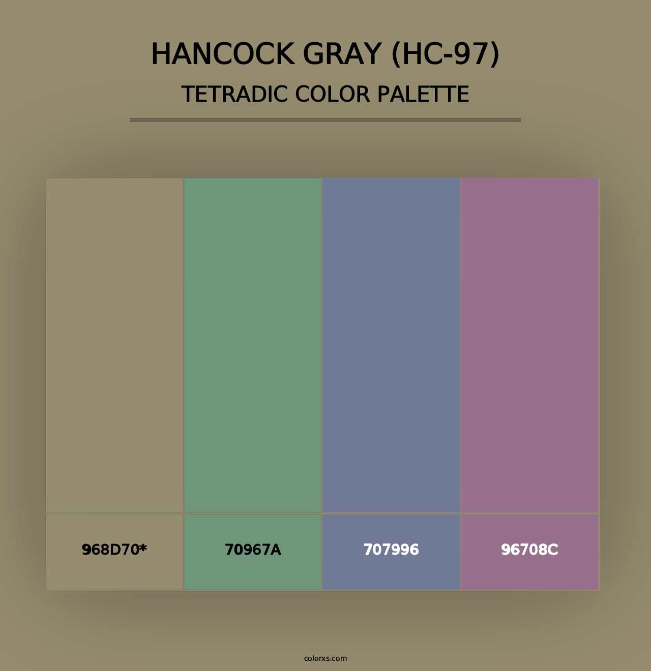 Hancock Gray (HC-97) - Tetradic Color Palette