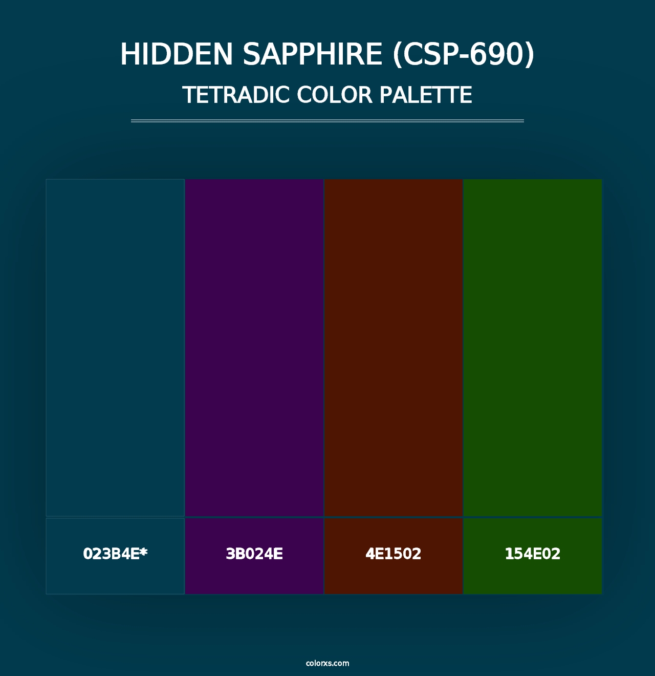 Hidden Sapphire (CSP-690) - Tetradic Color Palette