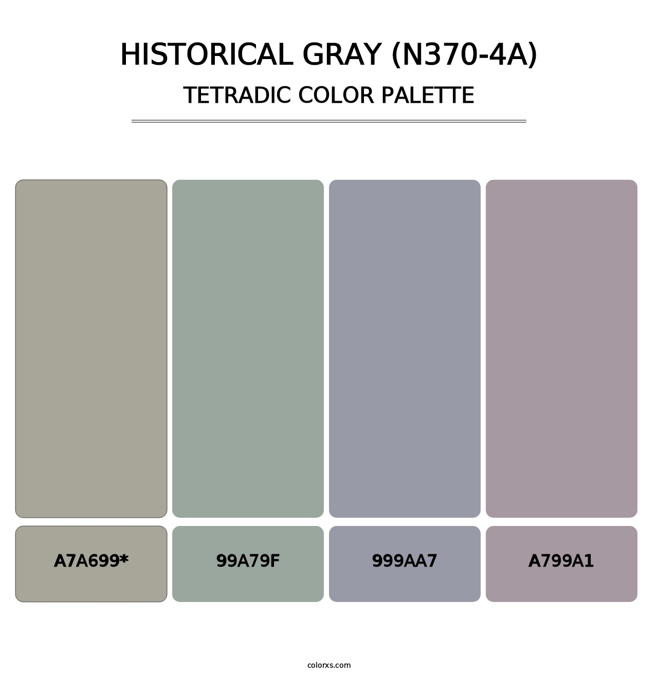 Historical Gray (N370-4A) - Tetradic Color Palette