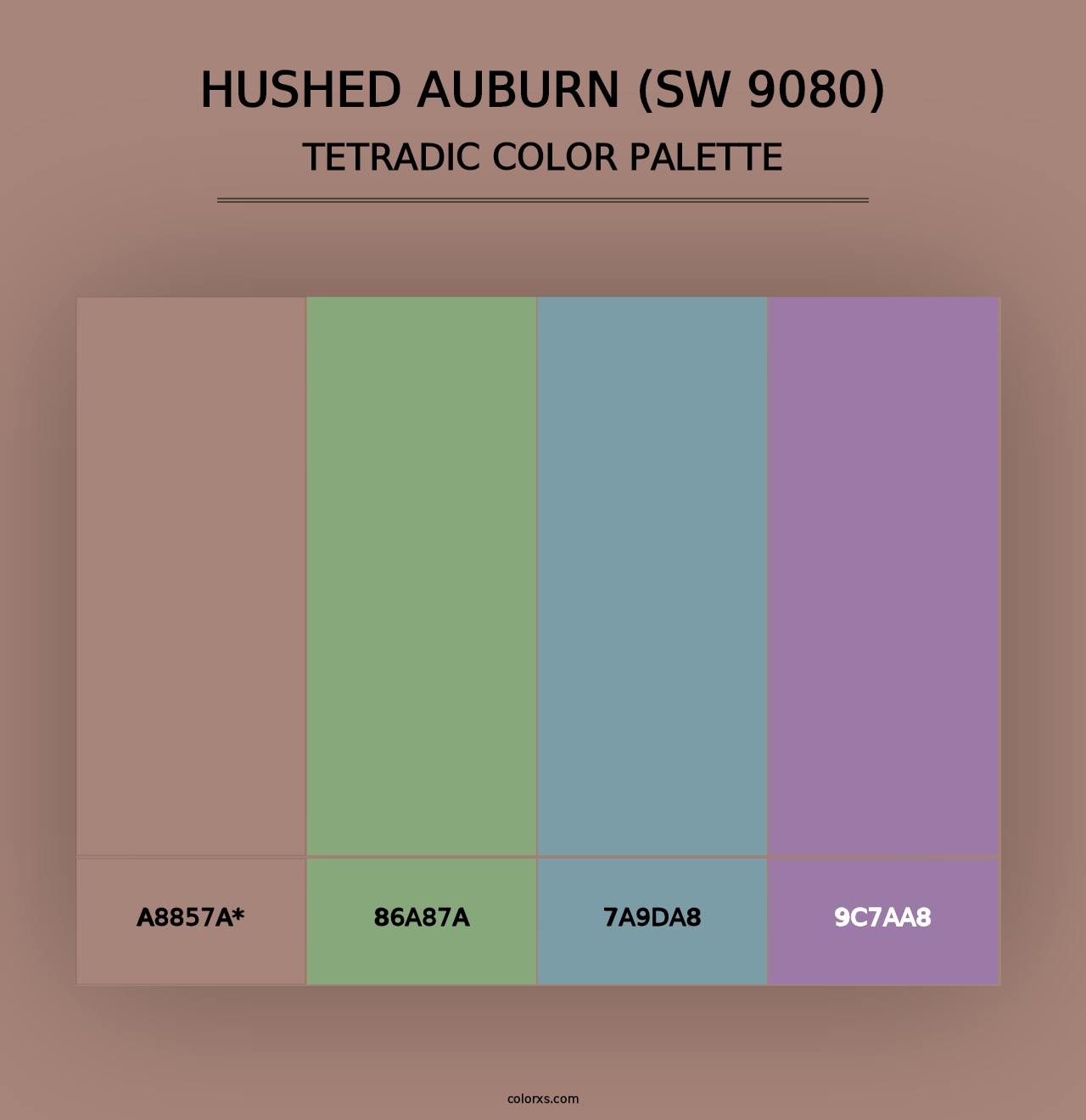 Hushed Auburn (SW 9080) - Tetradic Color Palette