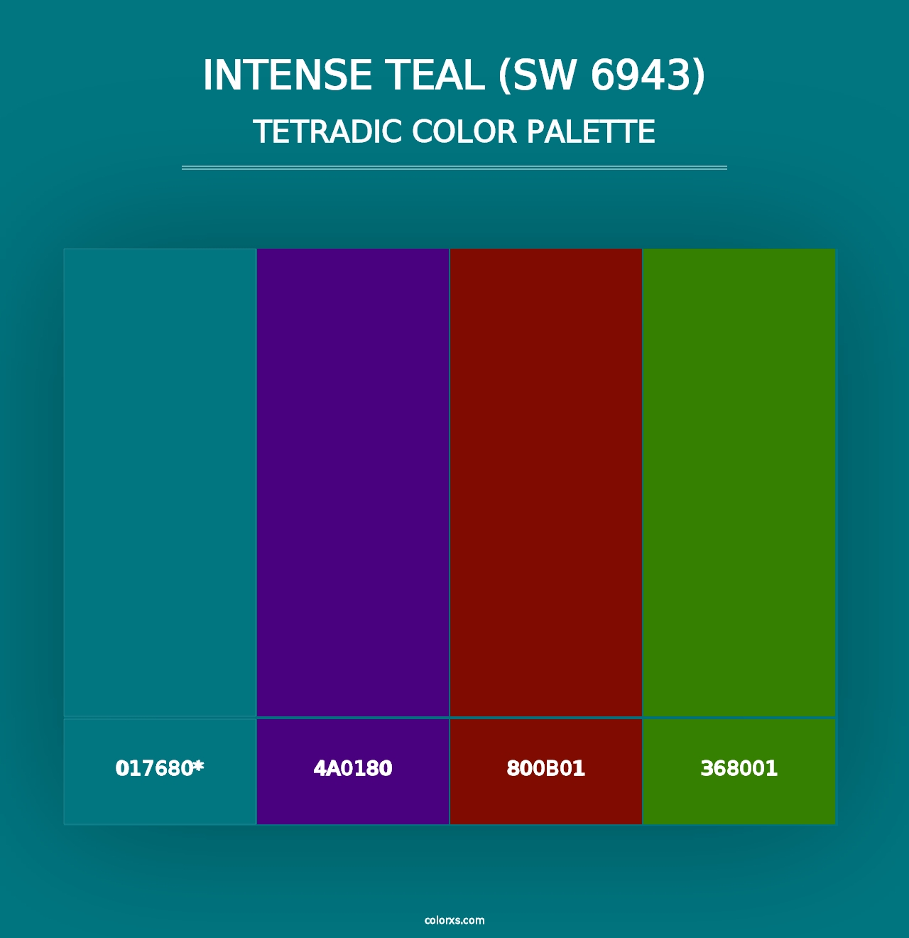 Intense Teal (SW 6943) - Tetradic Color Palette