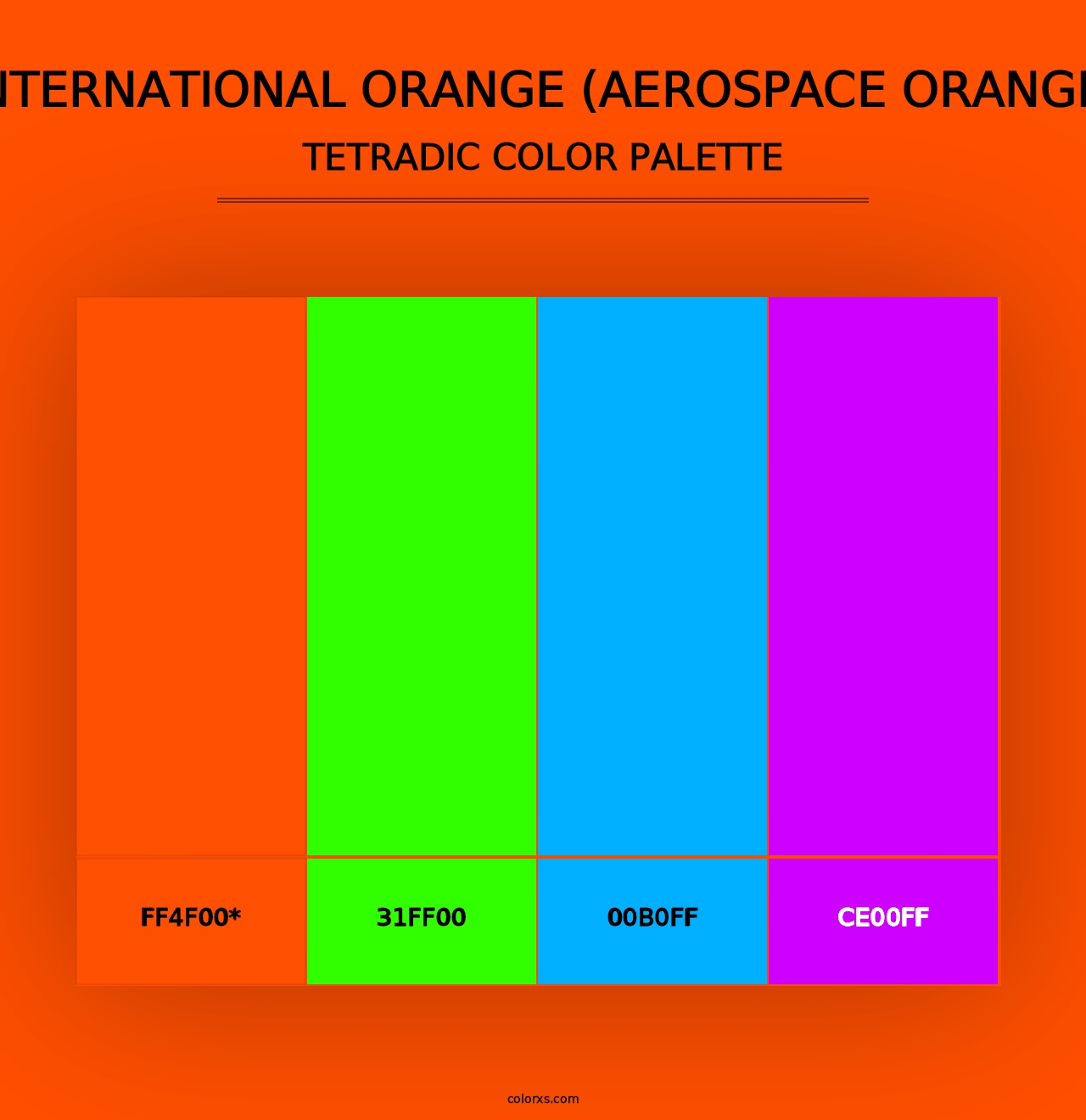 International Orange (Aerospace Orange) - Tetradic Color Palette