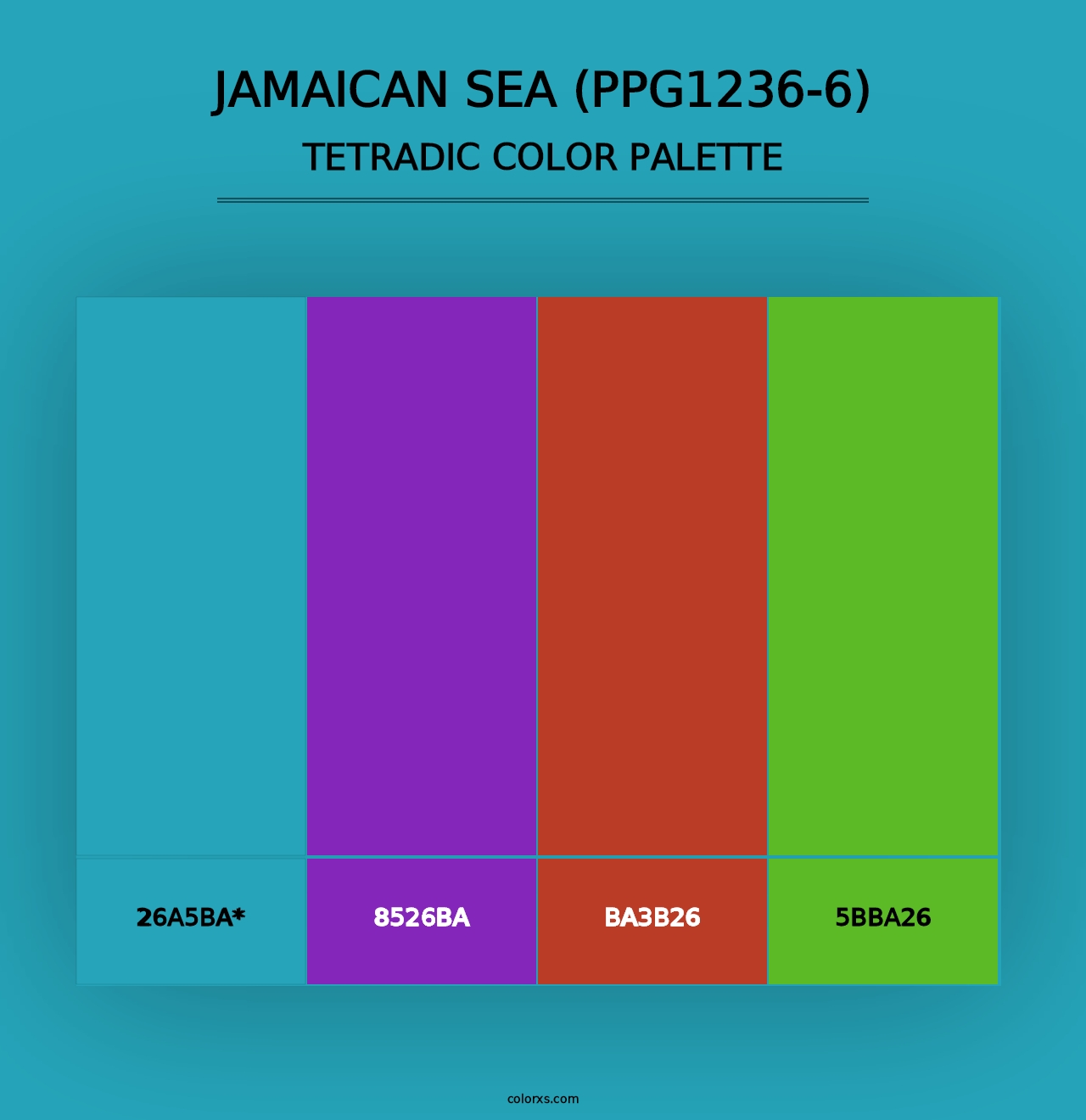 Jamaican Sea (PPG1236-6) - Tetradic Color Palette