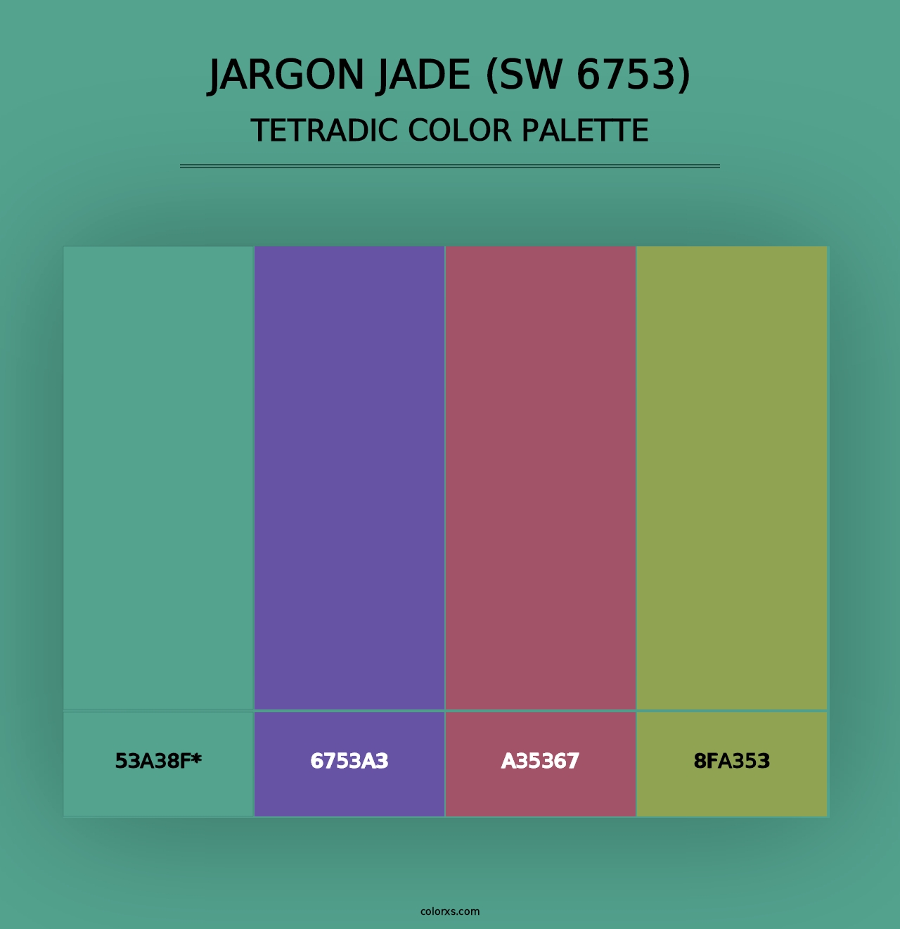 Jargon Jade (SW 6753) - Tetradic Color Palette