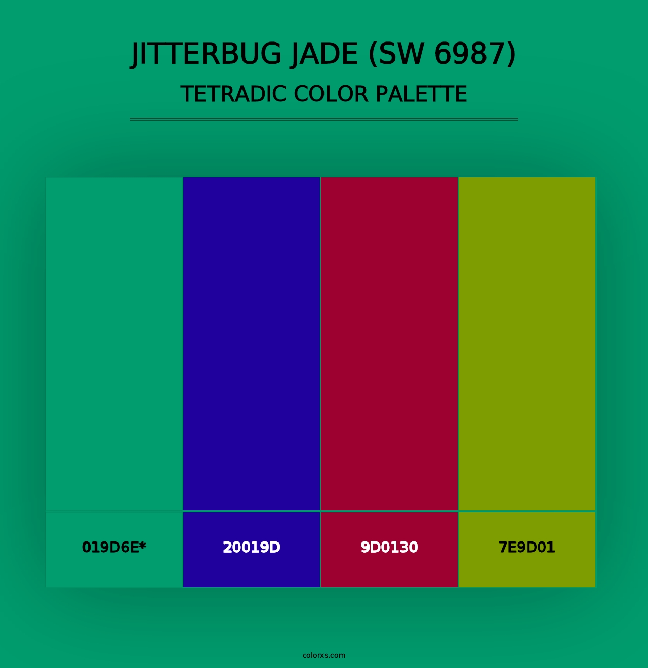 Jitterbug Jade (SW 6987) - Tetradic Color Palette