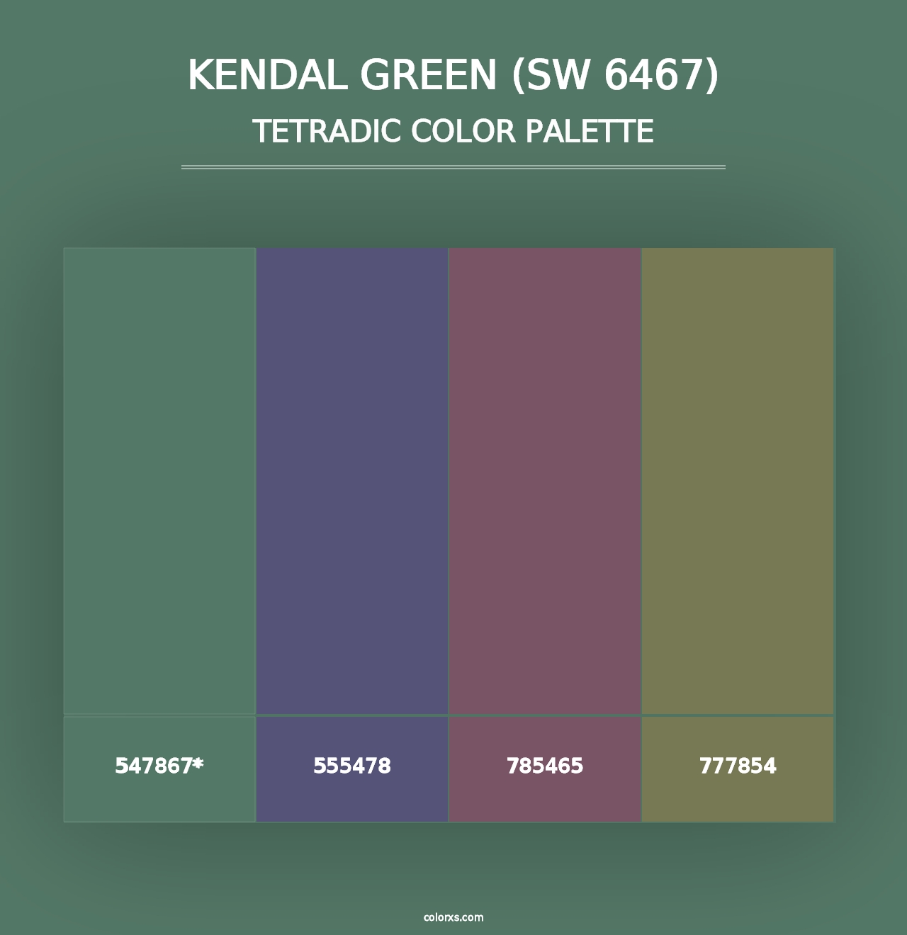 Kendal Green (SW 6467) - Tetradic Color Palette